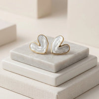 Korean Minimalist White Heart Stud Earrings - High Quality Fashion Jewelry