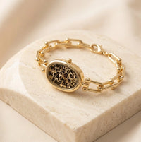 Vintage Leopard Dial Anti-Tarnish Gold Plated Chain Watch
