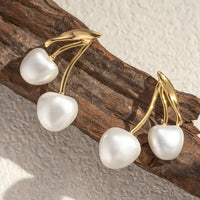 Pearl Cherry Drop Earrings - High Quality Korean Fashion Jewelry