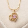 Anti-Tarnish Gold Plated Pink Heart Pendant Necklace