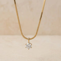 Anti-Tarnish Gold Plated Solitaire Pendant Snake Chain Necklace