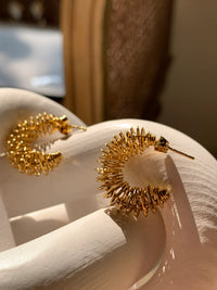 Coiled Wire Textured Hoop Earrings | Anti-Tarnish Gold Plated