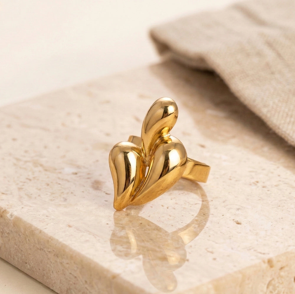 Abstract Liquid Droplet Statement Ring | Anti-Tarnish Gold Plated