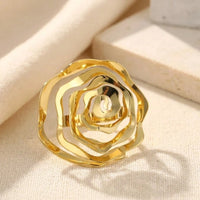 Statement Rose Floral Ring - Anti Tarnish Finish
