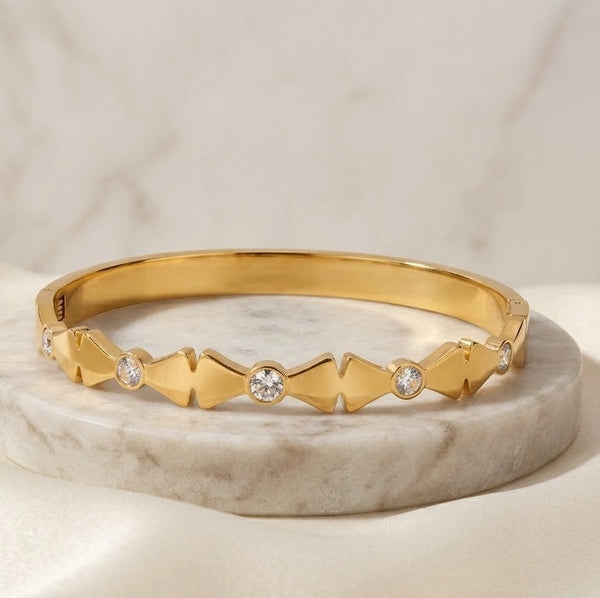 Triangular Geometric Anti-Tarnish Gold Plated Bracelet