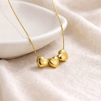 Triple Heart Anti-Tarnish Gold Plated Necklace for Women