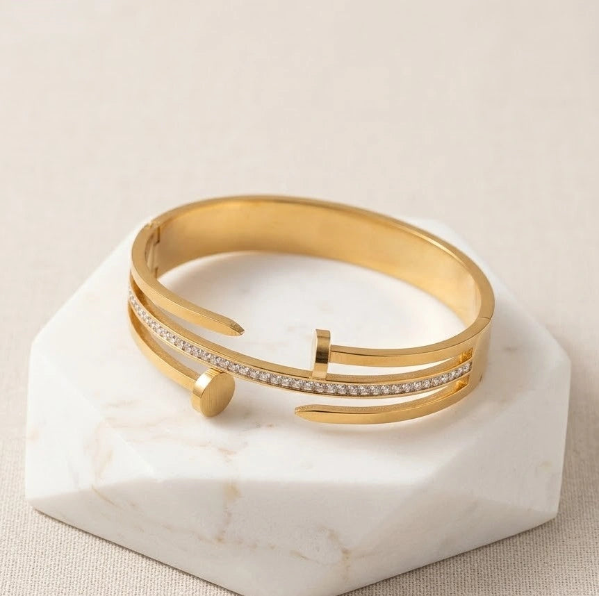 Triple Layer Nail Wrap Bracelet - Anti Tarnish Gold Plated