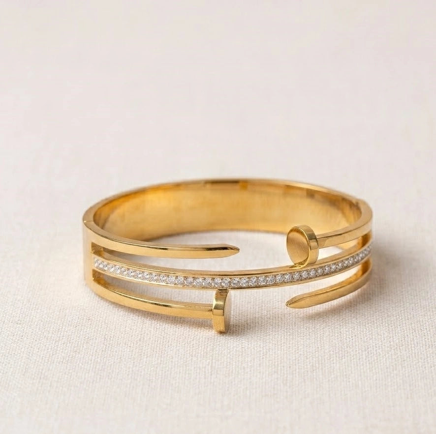 Triple Layer Nail Wrap Bracelet - Anti Tarnish Gold Plated