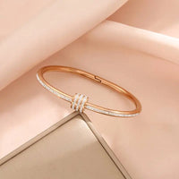 Korean Style Triple Ring Rose Gold Plated Bangle - Anti Tarnish