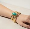Anti-Tarnish Gold Plated Turquoise Marquise Cuff Bracelet for Women