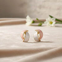 Dual-Tone Abstract Twisted Earrings | Pink & White Enamel Statement Jewelry | Korean Style Fashion Accessories