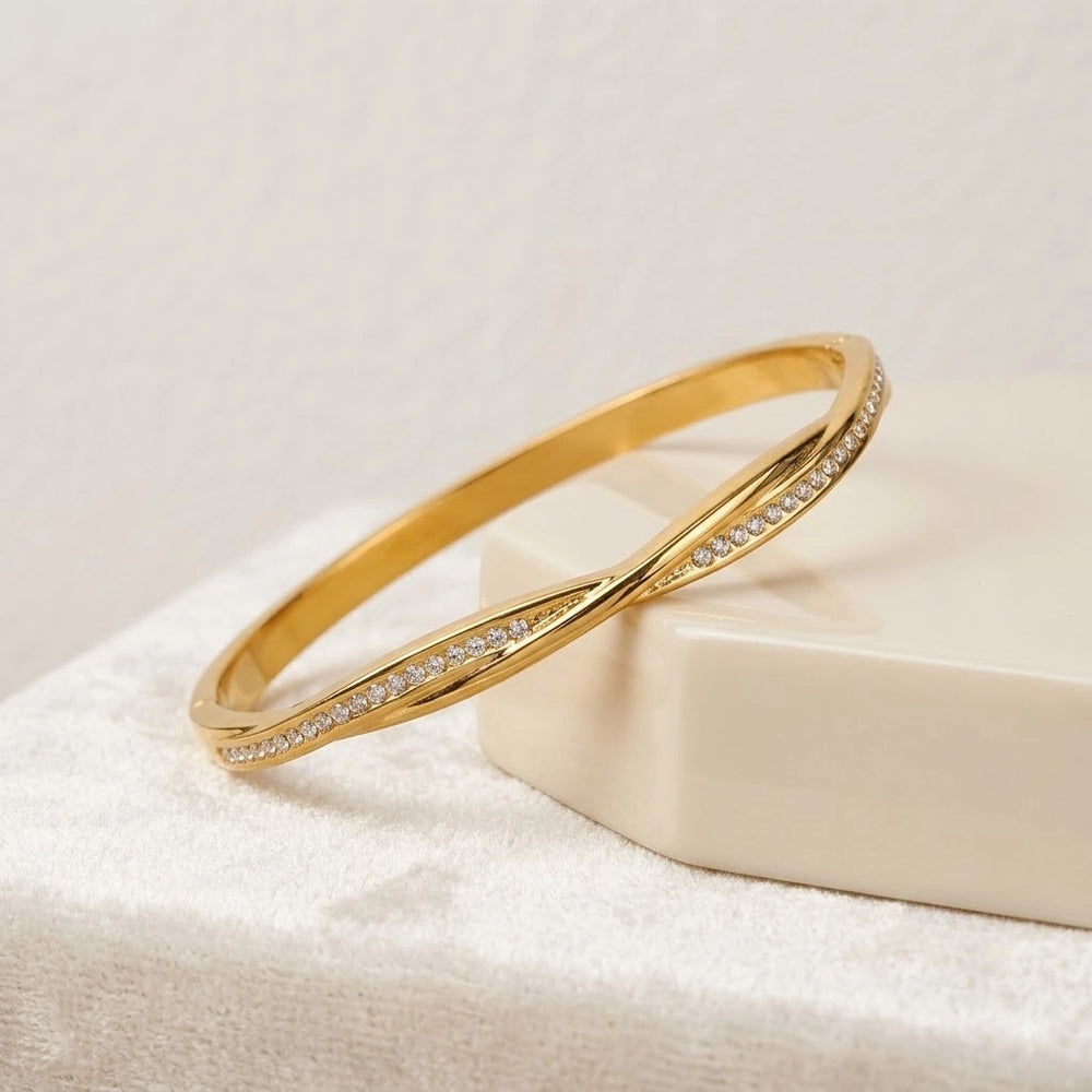 Twisted Infinity Gold Plated Bangle Bracelet