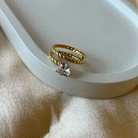 Twisted Spiral Heart Ring | Anti-Tarnish Wrap Ring for Women