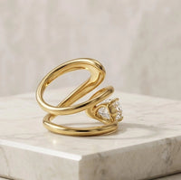 Swirl Teardrop CZ Ring | Anti-Tarnish Statement Fashion Jewelry