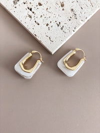 Geometric U-Shape Resin Hoop Earrings | High Quality Fashion Jewelry