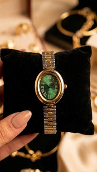 Vintage Emerald Dial Anti-Tarnish Gold Plated Watch