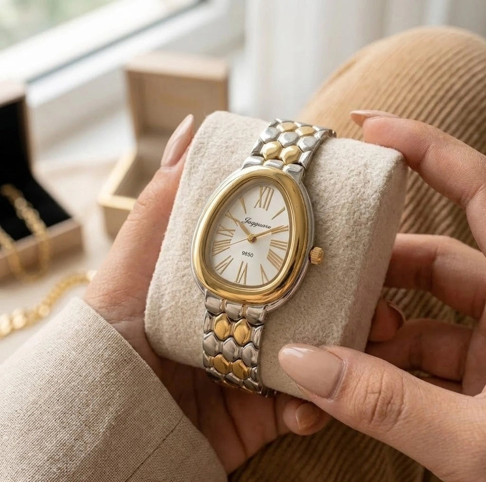 Serpentine Teardrop Two-Tone Watch | Anti-Tarnish Gold Plated | Moncheri Jewels