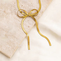 Bow Snake Chain Necklace - 18k Gold Plated Ribbon Knot (Anti-Tarnish)