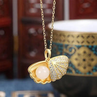 Pearl Shell Necklace – Gold Plated Anti-Tarnish Seashell Pendant with Pearl