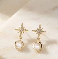 Celestial Star Drop Earrings with Opal Stone | Fashion Jewelry