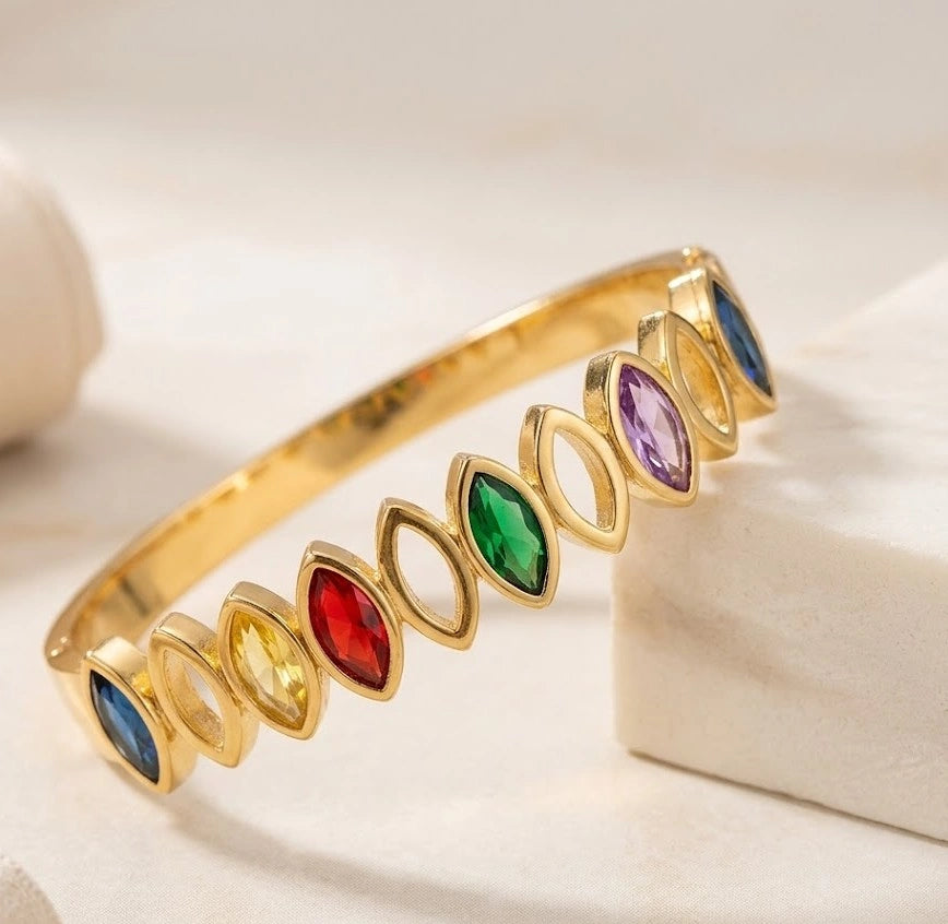 Multicolor Marquise Stone Bracelet | Anti-Tarnish Fashion Jewelry