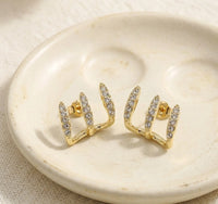 Crystal Triple Claw Stud Earrings | High Quality Fashion Jewelry