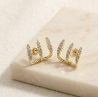Crystal Triple Claw Stud Earrings | High Quality Fashion Jewelry