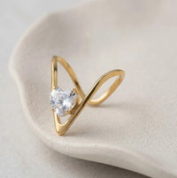 Chevron V-Shape Heart Ring | Anti-Tarnish Gold Plated