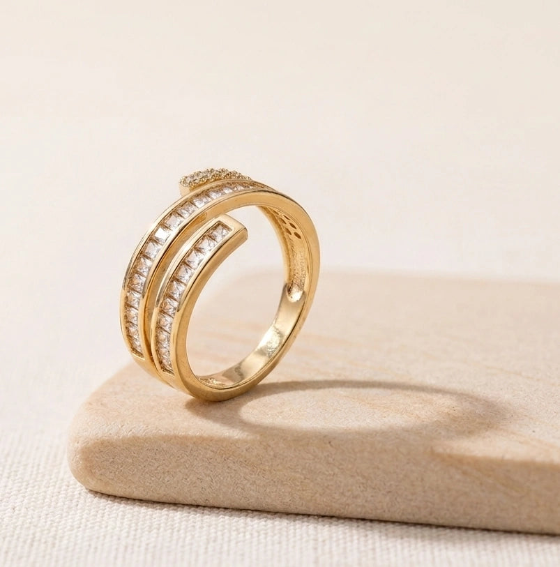 Adjustable Gold Wrap Baguette Ring - Korean Fashion Jewelry