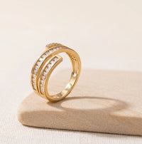 Adjustable Gold Wrap Baguette Ring - Korean Fashion Jewelry