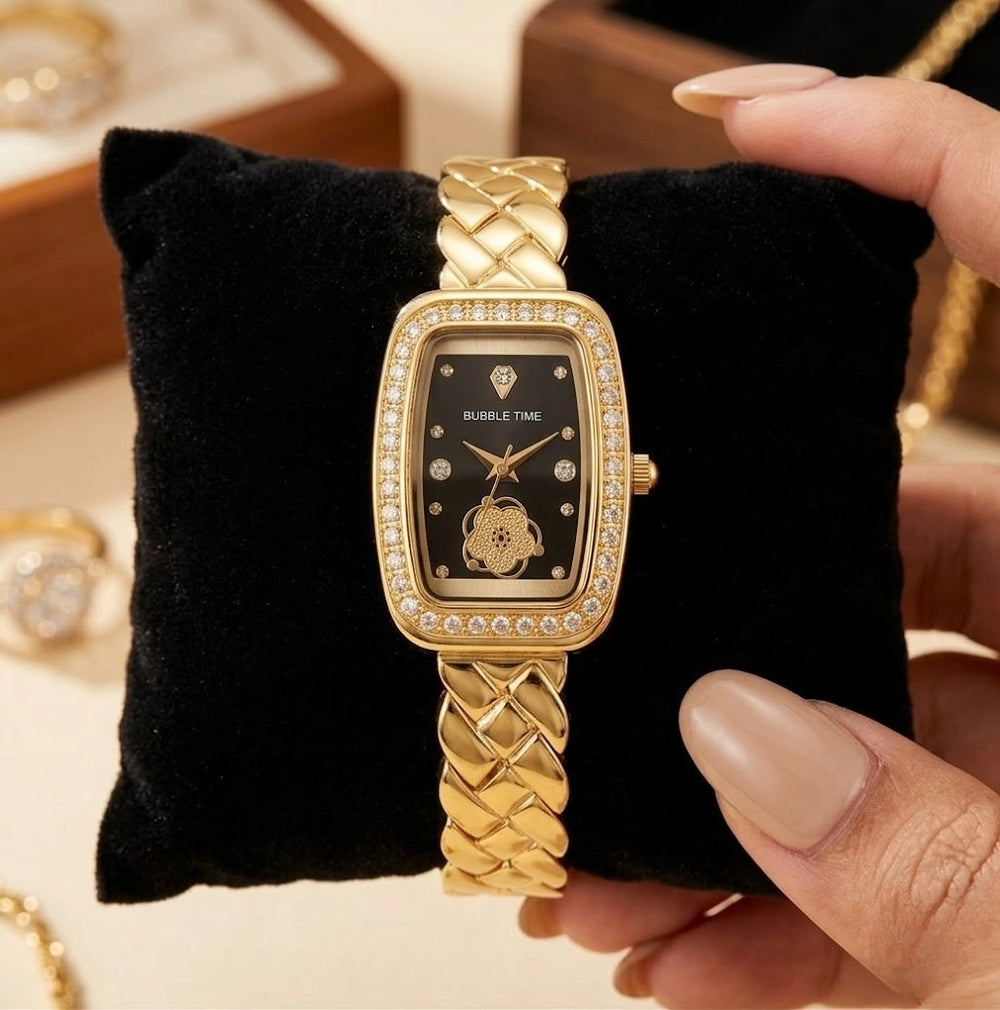 Vintage Bubble Time Anti-Tarnish Gold Plated Watch for Women