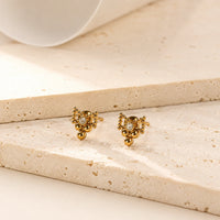 Vintage Beaded Crystal Stud Earrings - Anti Tarnish Gold Plated