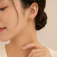 Vintage Beaded Crystal Stud Earrings - Anti Tarnish Gold Plated
