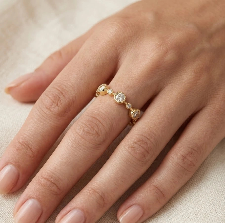 Vintage Bezel Crystal Stacking Ring | High Quality Fashion Jewelry