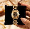Vintage Chain-Link Anti-Tarnish Gold Plated Watch for Women | Black Dial