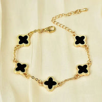 Black Clover Bracelet - Anti-Tarnish 18K Gold Plated | Lucky Four Leaf Charm