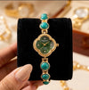 Vintage Emerald Clover Dial Watch – Anti-Tarnish Gold Plated