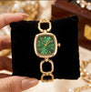 Vintage Emerald Green Dial Chain Watch - Anti-Tarnish Gold Plated