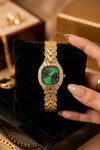 Vintage Emerald Green Dial Gold Plated Watch - Anti-Tarnish Luxury Watch