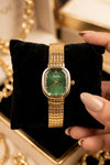 Vintage Emerald Green Dial Watch – Premium Anti-Tarnish Gold Plated Timepiece
