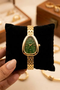 Vintage Emerald Green Dial Watch - Anti Tarnish Gold Plated