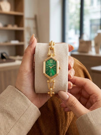 Moncheri Vintage Emerald Hexagon Watch – Anti-Tarnish Gold Plated Bracelet Watch