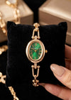 Vintage Emerald Green Oval Watch - Anti-Tarnish Gold Plated