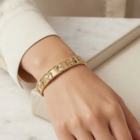 Anti-Tarnish Floral Motif Bangle - Gold Plated Vintage Bracelet