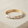 Vintage Floral Enamel Bangle Bracelet - Gold Plated Hinged Kada