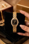 Vintage Élite Gold Plated Watch with Black Dial - Anti-Tarnish Luxury Timepiece
