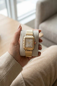 Vintage Square Dial Anti-Tarnish Gold Plated Watch for Women