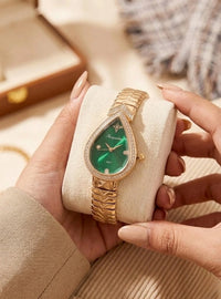 Vintage Emerald Teardrop Watch - Anti-Tarnish Gold Plated | Moncheri Jewels