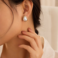 Baroque Pearl Stud Earrings - Gold Plated Vintage Design
