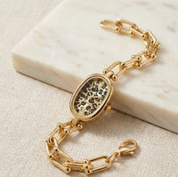 Vintage Leopard Dial Anti-Tarnish Gold Plated Chain Watch